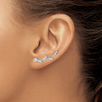 Cubic Zirconia Stem Ear Earrin Climber Earrings in Sterling Silver - Sophia Jewelers