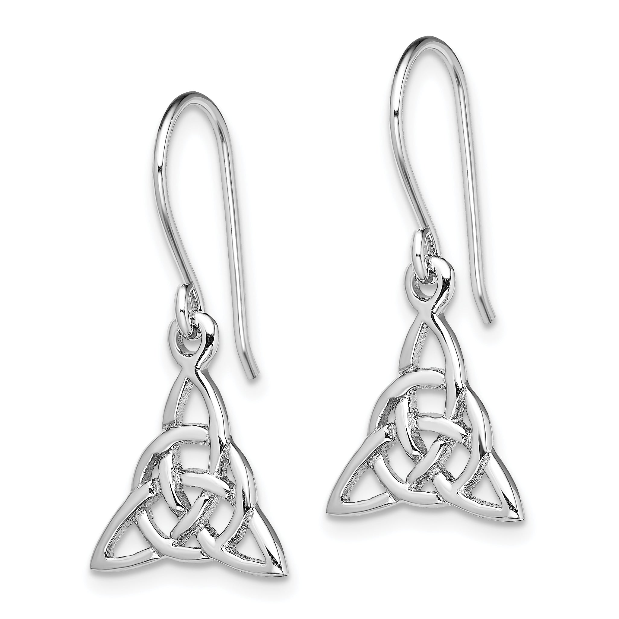 Sterling Silver Rhodium-plated Polished Trinity Knot Dangle Earrings Secondary image