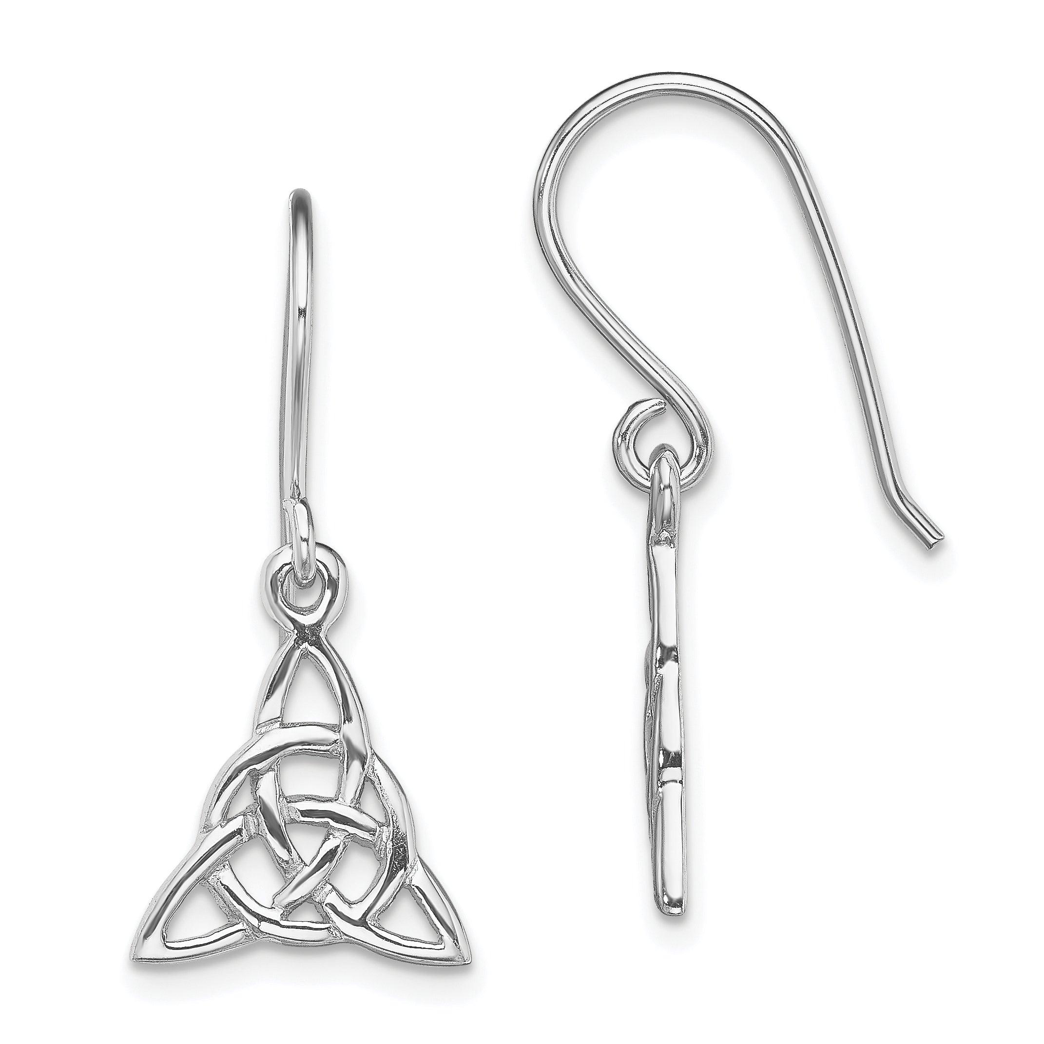 Sterling Silver Rhodium-plated Polished Trinity Knot Dangle Earrings Main image