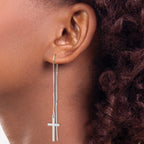 Latin Cross Threader Earrings in Sterling Silver - Sophia Jewelers