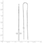 Sterling Silver Rhodium-plated Polished Latin Cross Threader Earrings