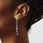 Three-Strand Chain & Beaded Stud Dangle Earrings in Sterling Silver - Sophia Jewelers