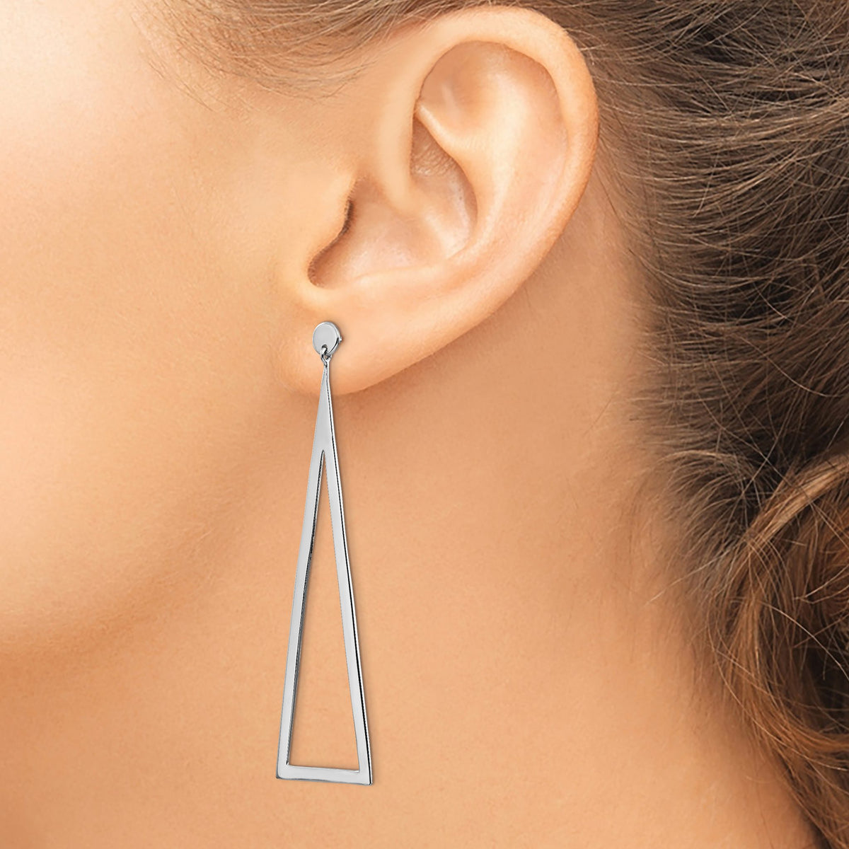 Triangle Stud Dangle Earrings in Sterling Silver, 18mm - Sophia Jewelers