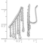 Sterling Silver Rhodium-plated Polished Fancy CZ Dangle Ear Climber Earring
