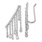 Sterling Silver Rhodium-plated Polished Fancy CZ Dangle Ear Climber Earring
