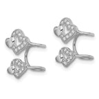 Sterling Silver Rhodium-plated Polished CZ Hearts Left Cuff Earring