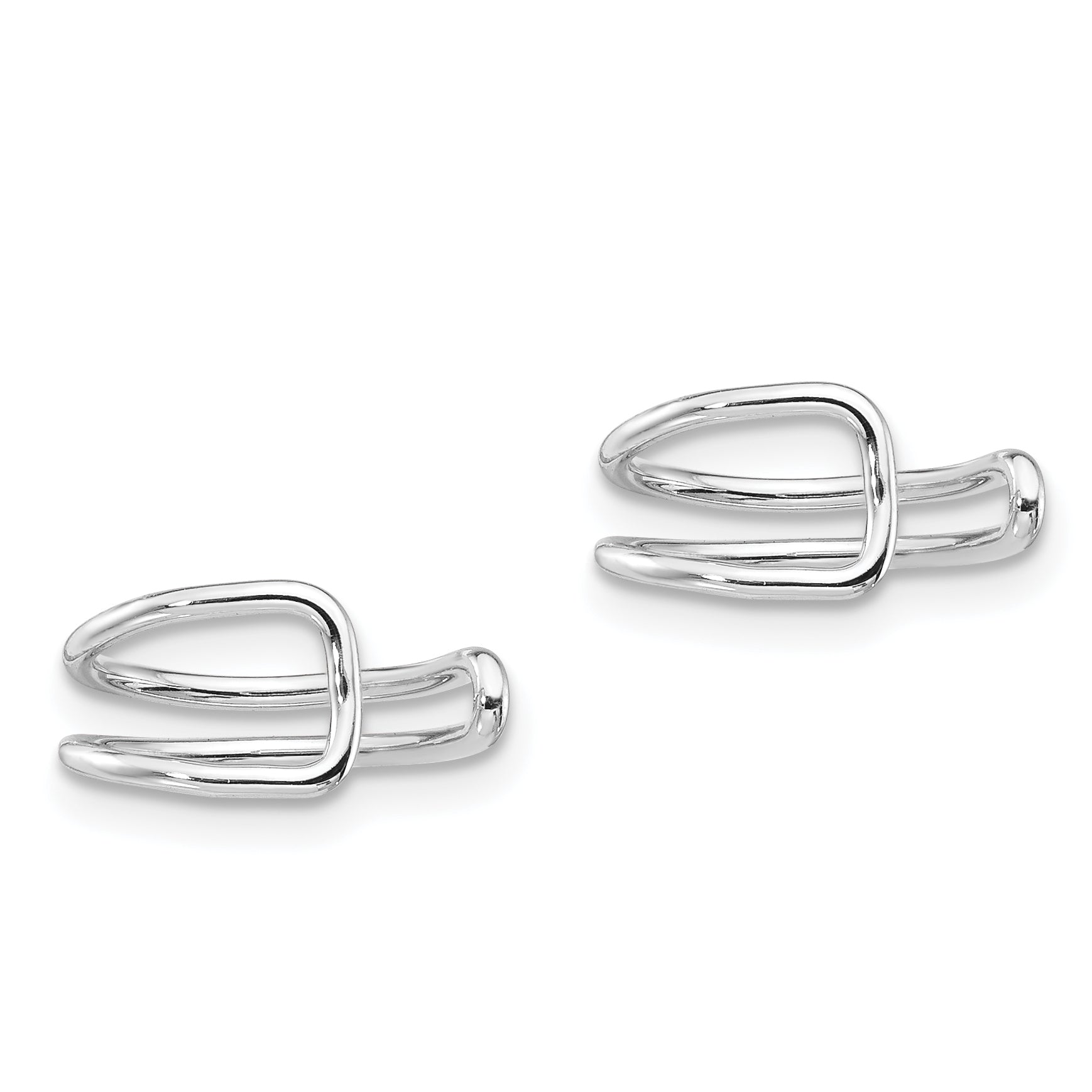 Sterling Silver Rhodium-plated Polished Adjustable Pair of Cuff Earrings Secondary image