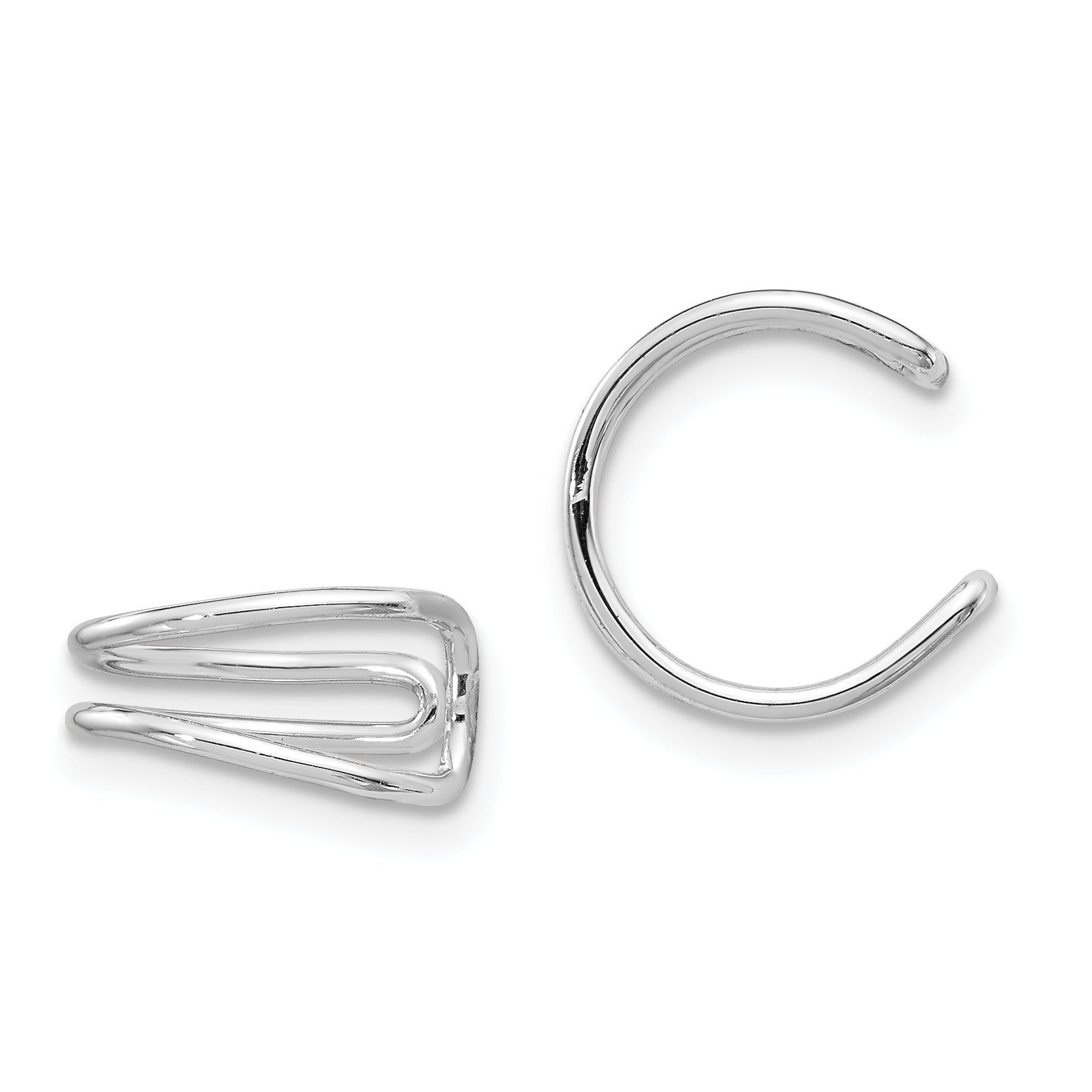 Sterling Silver Rhodium-plated Polished Adjustable Pair of Cuff Earrings Main image