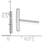 Sterling Silver Rhodium-plated Polished CZ Bar Post Earrings