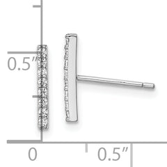 Sterling Silver Rhodium-plated Polished CZ Bar Post Earrings