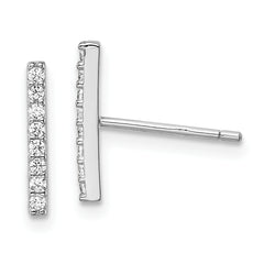 Sterling Silver Rhodium-plated Polished CZ Bar Post Earrings