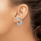 Cubic Zirconia Hoop Earrings in Sterling Silver, 24x23mm Hinged - Sophia Jewelers