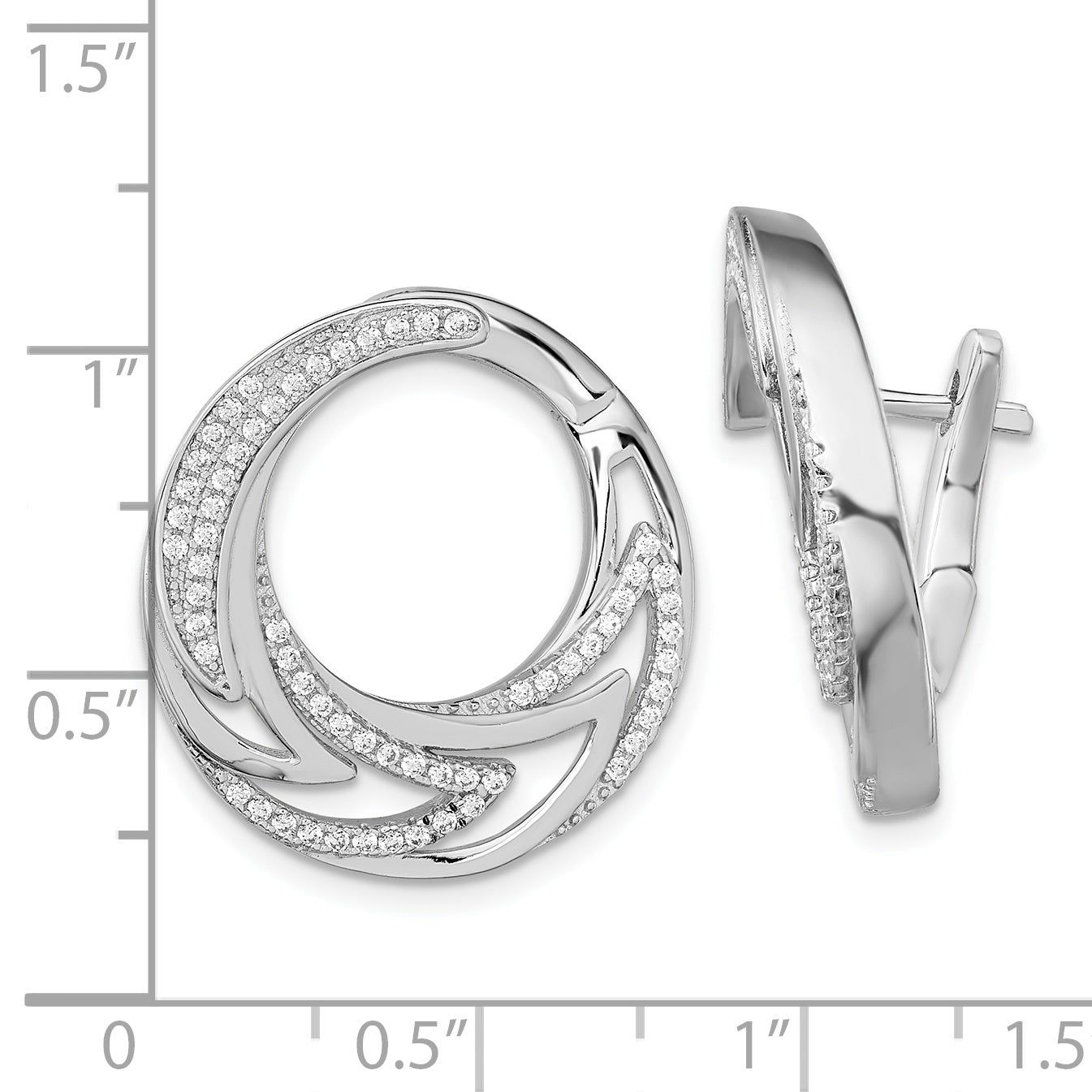 Pure Fire Sterling Silver Rhod-plated CZ Hinged Hoop Earrings