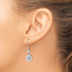 Square Cubic Zirconia Halo Dangle Earrings in Sterling Silver - Sophia Jewelers