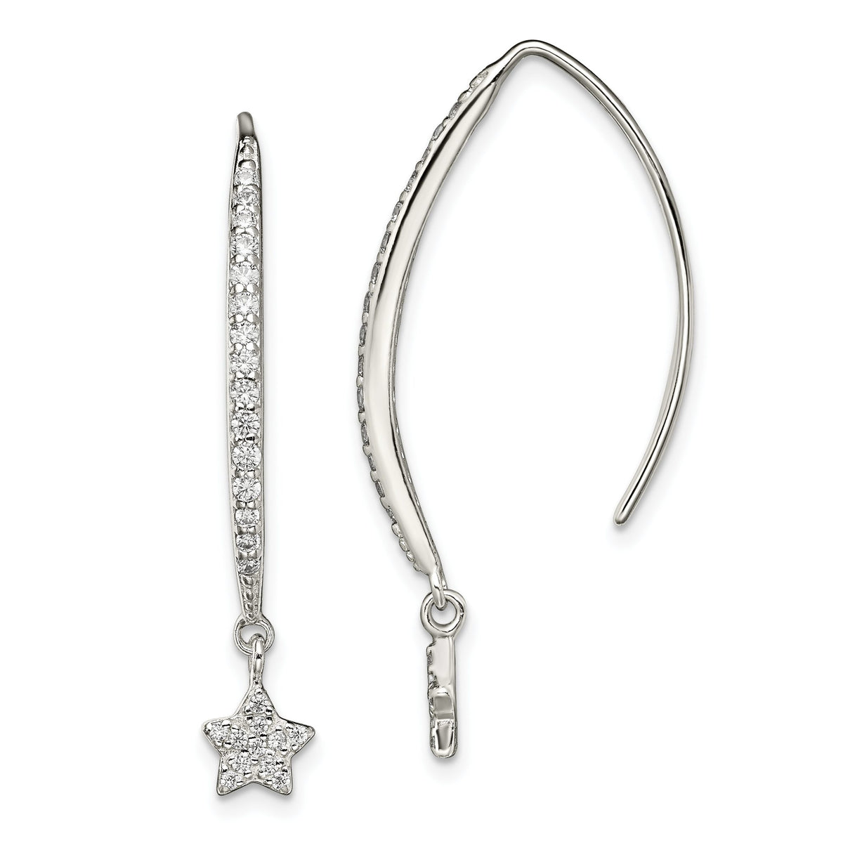 Cubic Zirconia Star Threader Earrings in Sterling Silver - Sophia Jewelers Main image