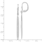 Sterling Silver Rhodium-plated Polished CZ Bar Leverback Dangle Earrings