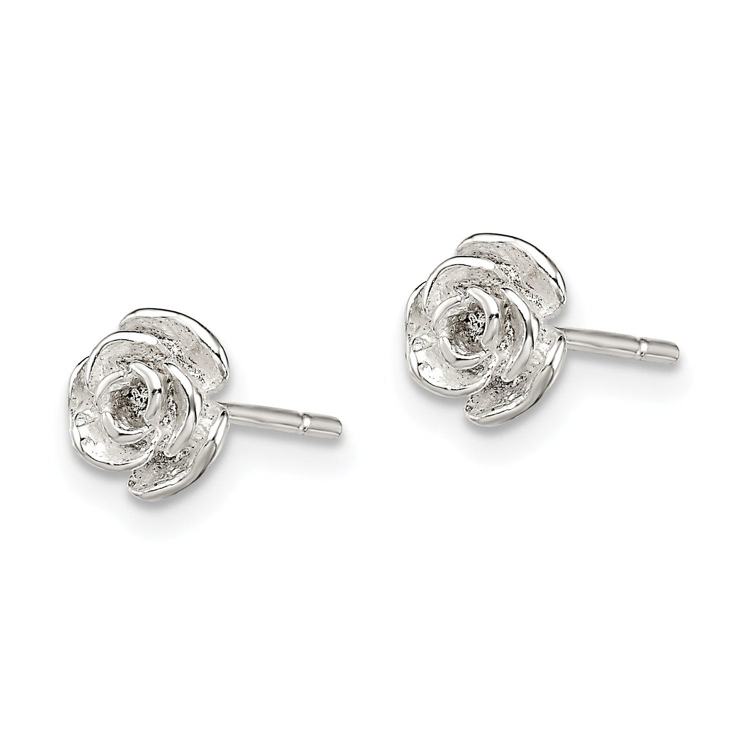 Sterling Silver Polished Rose Post Earrings Secondary image