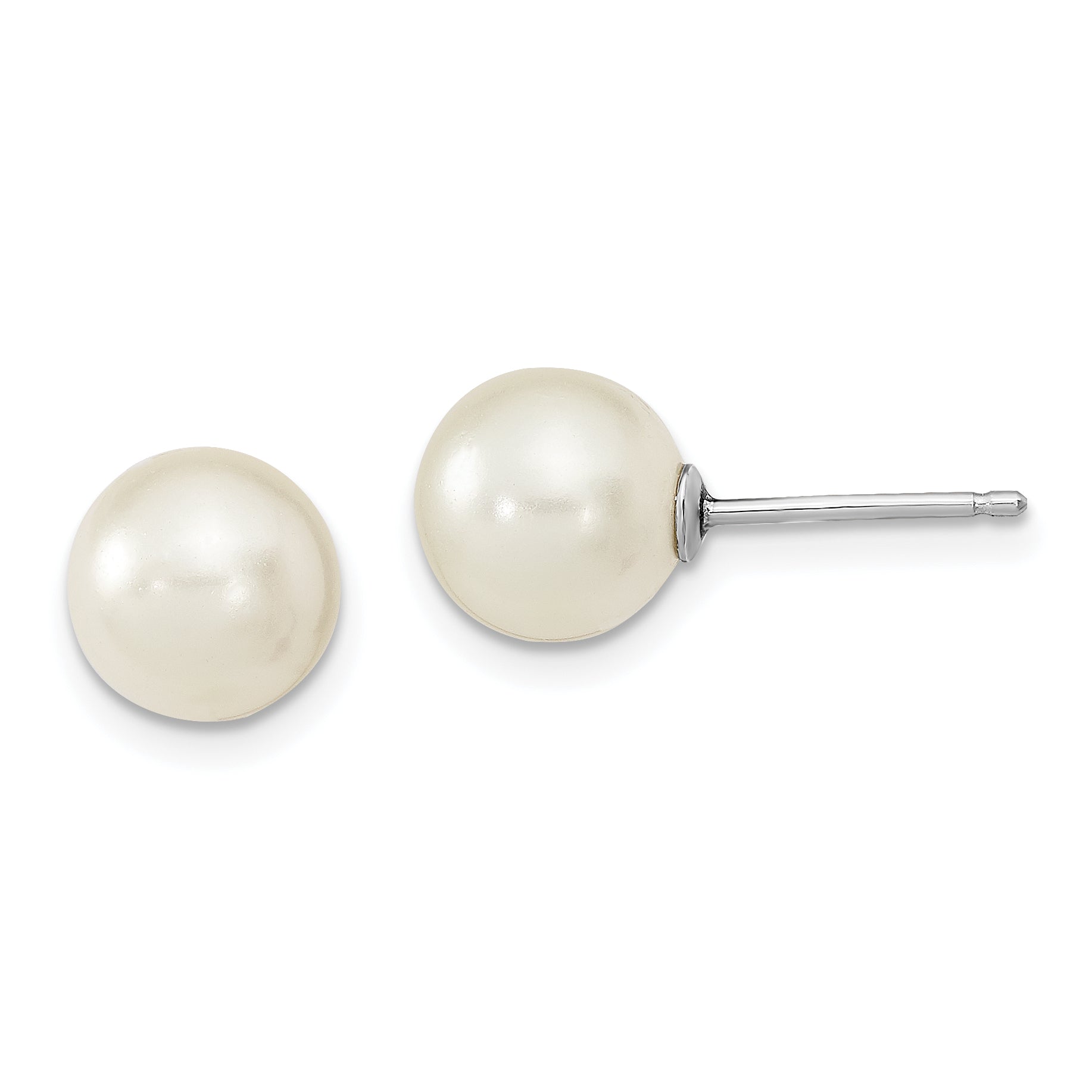 Sterling Silver Rh-pl 8-9mm Purple/Wht Imitat Shell Pearl Post 3 Earring Se