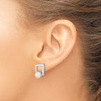 Square Freshwater Pearl Stud Earrings in Sterling Silver, 11x15mm - Sophia Jewelers