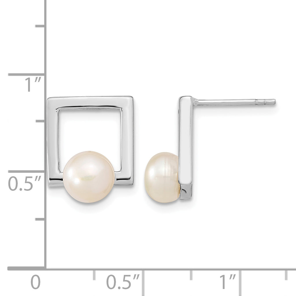 Square Freshwater Pearl Stud Earrings in Sterling Silver, 11x15mm - Sophia Jewelers