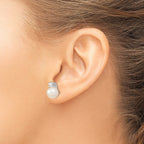 White Freshwater Pearl Cubic Zirconia Stud Earrings in Sterling Silver, 8-9mm - Sophia Jewelers