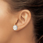 Freshwater Pearl & Cubic Zirconia Flower Stud Earrings in Sterling Silver, 3-5mm - Sophia Jewelers