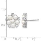 Freshwater Pearl & Cubic Zirconia Flower Stud Earrings in Sterling Silver, 3-5mm - Sophia Jewelers