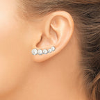 Button Freshwater Pearl Ear Stud Climber Earrings in Sterling Silver - Sophia Jewelers