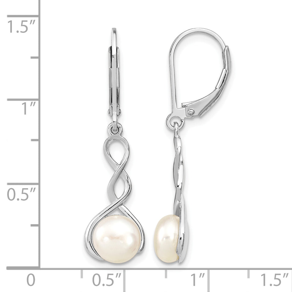 Freshwater Pearl Twisted Dangle Leverback Earrings in Sterling Silver - Sophia Jewelers