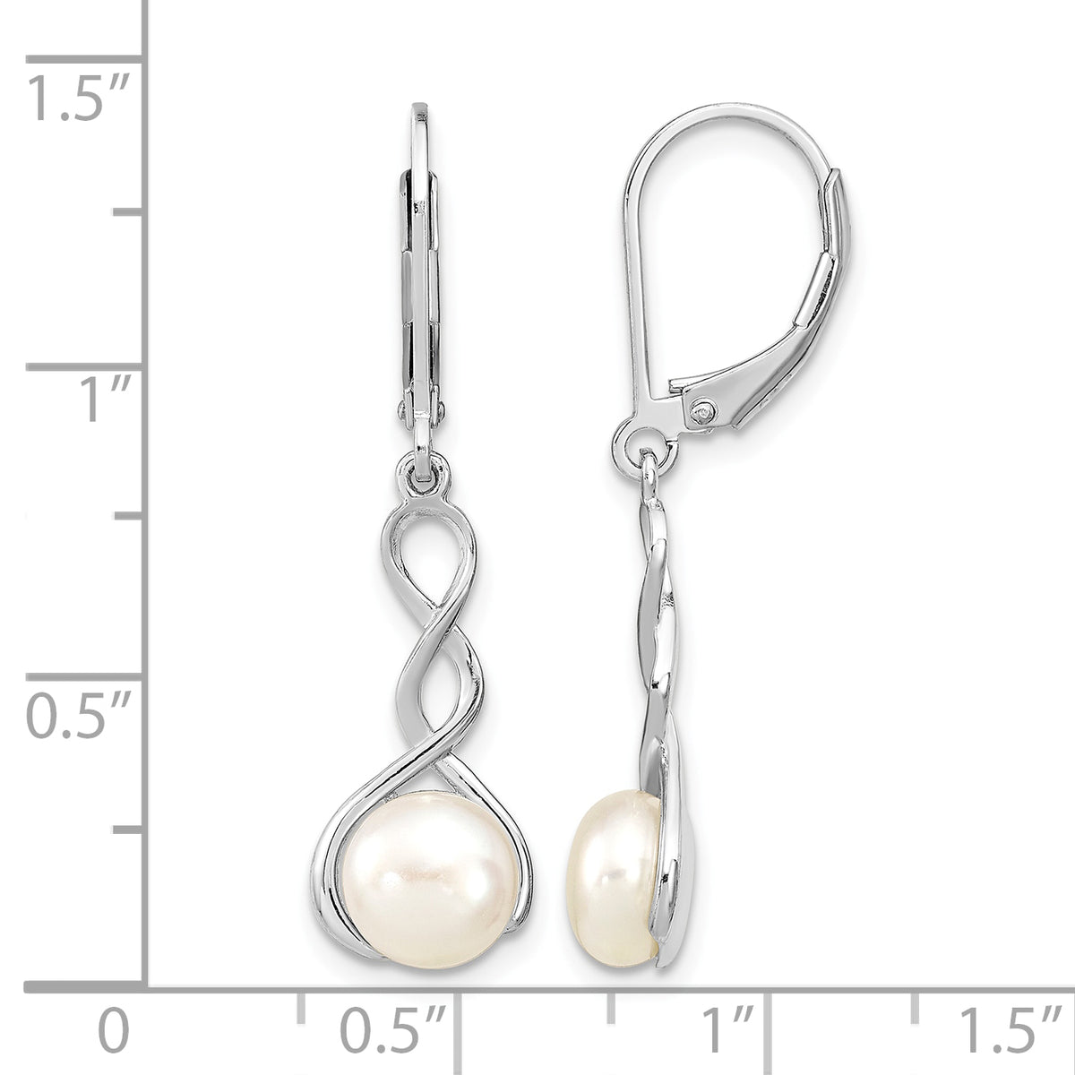 Freshwater Pearl Twisted Dangle Leverback Earrings in Sterling Silver - Sophia Jewelers