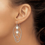 Semi-Round Freshwater Pearl Circles Dangle Earrings in Sterling Silver - Sophia Jewelers