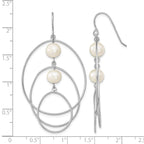 Semi-Round Freshwater Pearl Circles Dangle Earrings in Sterling Silver - Sophia Jewelers