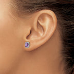 Amethyst and Cr White Sapphire Stud Earrings in Sterling Silver, 5mm - Sophia Jewelers