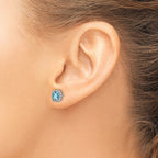 Blue Topaz White Sapphire Stud Earrings in Sterling Silver, 5mm - Sophia Jewelers