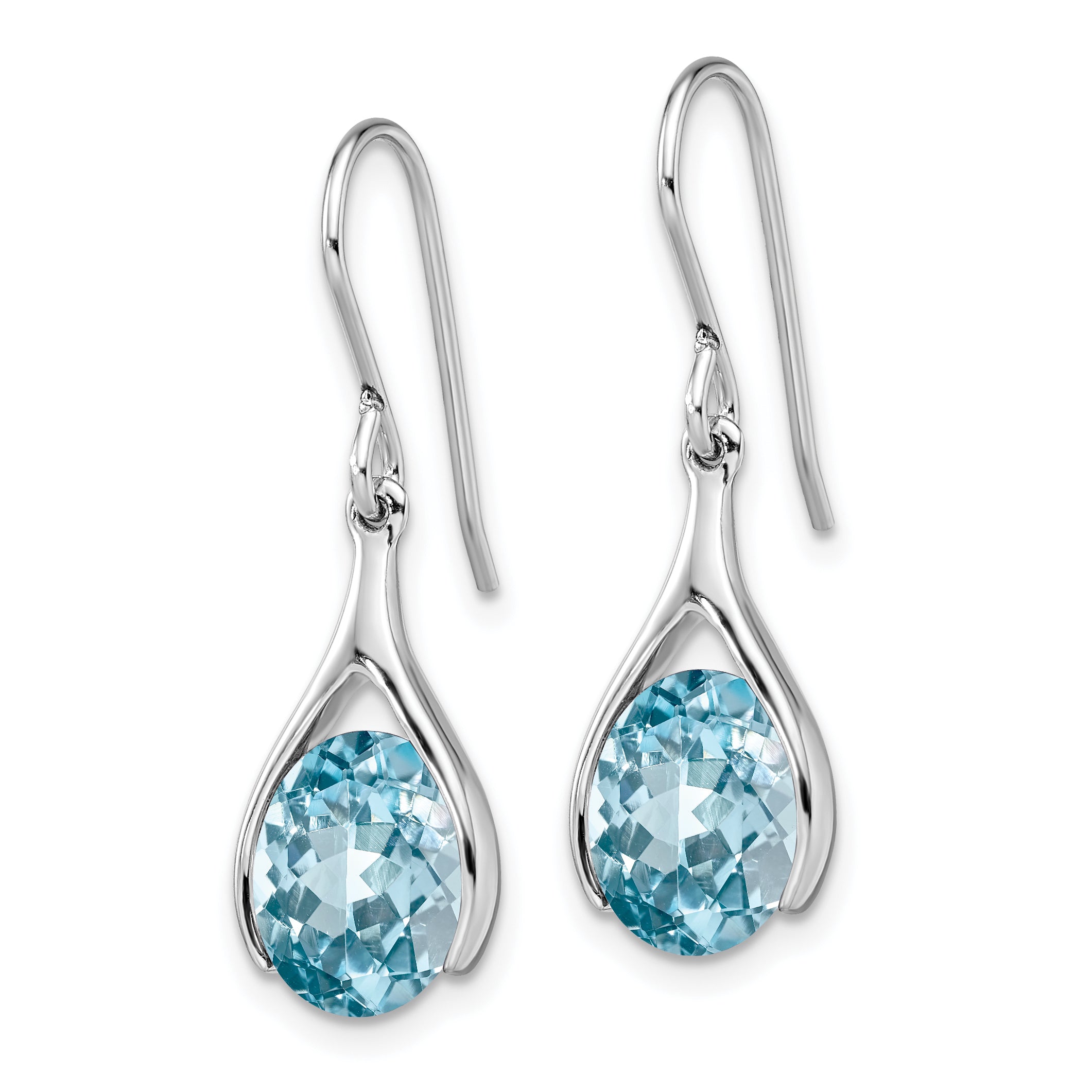 Sterling Silver Rhodium-plated Blue Topaz Shepherds Hook Earrings Secondary image