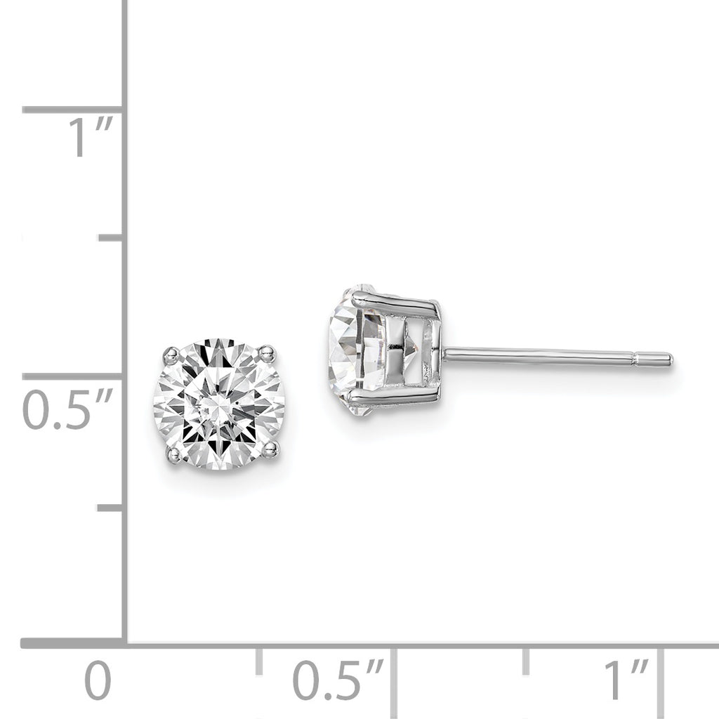 Sterling Silver Rhod-pltd Clear Crystal Birthstone Earrings