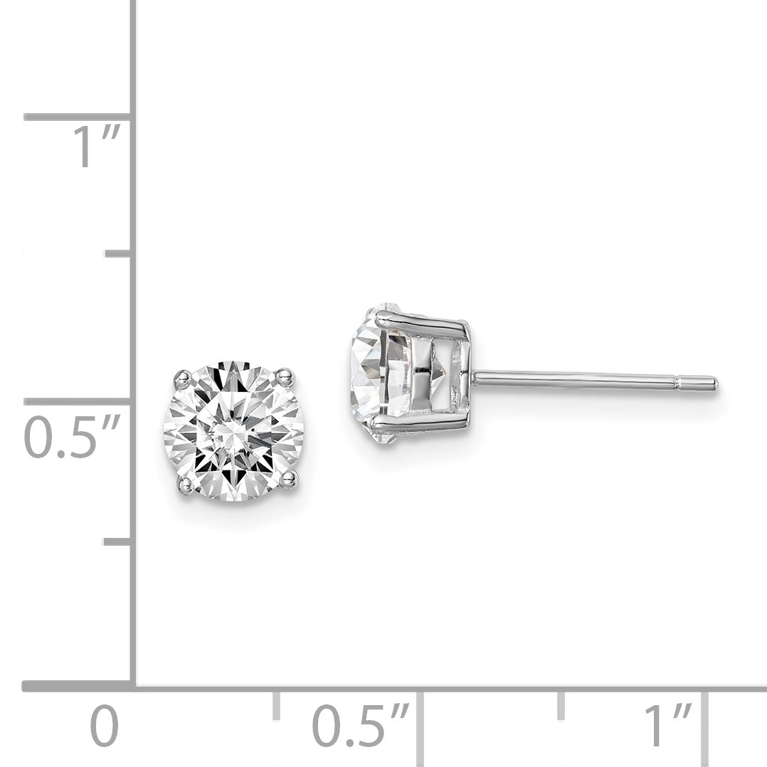 Sterling Silver Rhod-pltd Clear Crystal Birthstone Earrings