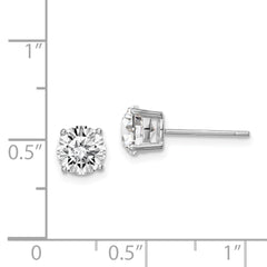 Sterling Silver Rhod-pltd Clear Crystal Birthstone Earrings