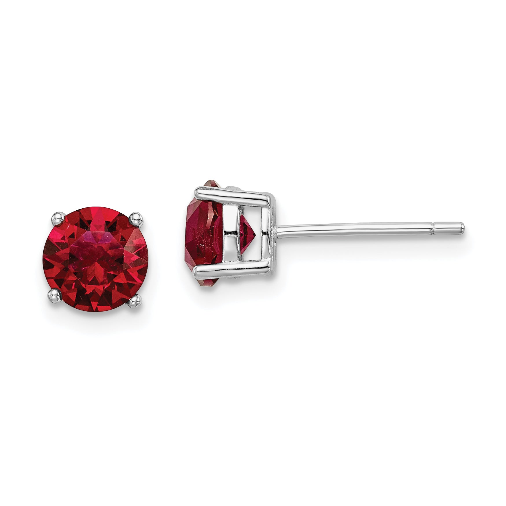 Sterling Silver Rhod-pltd Red Crystal Birthstone Earrings Main image