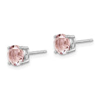 Sterling Silver Rhodium-Plated Pink Crystal June Birthstone Stud Earrings