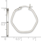 Sterling Silver Polished Square Tube Hexagon Hoop Earrings