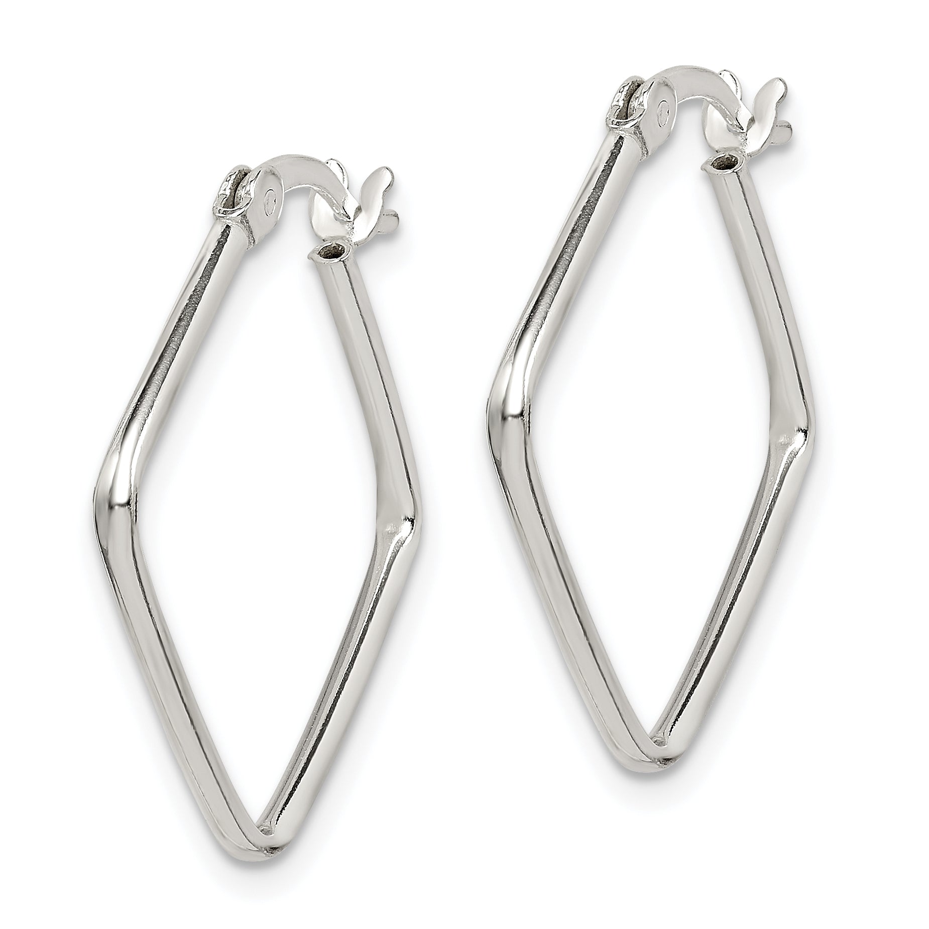 Sterling Silver Polished Square Hoop Earrings Secondary image