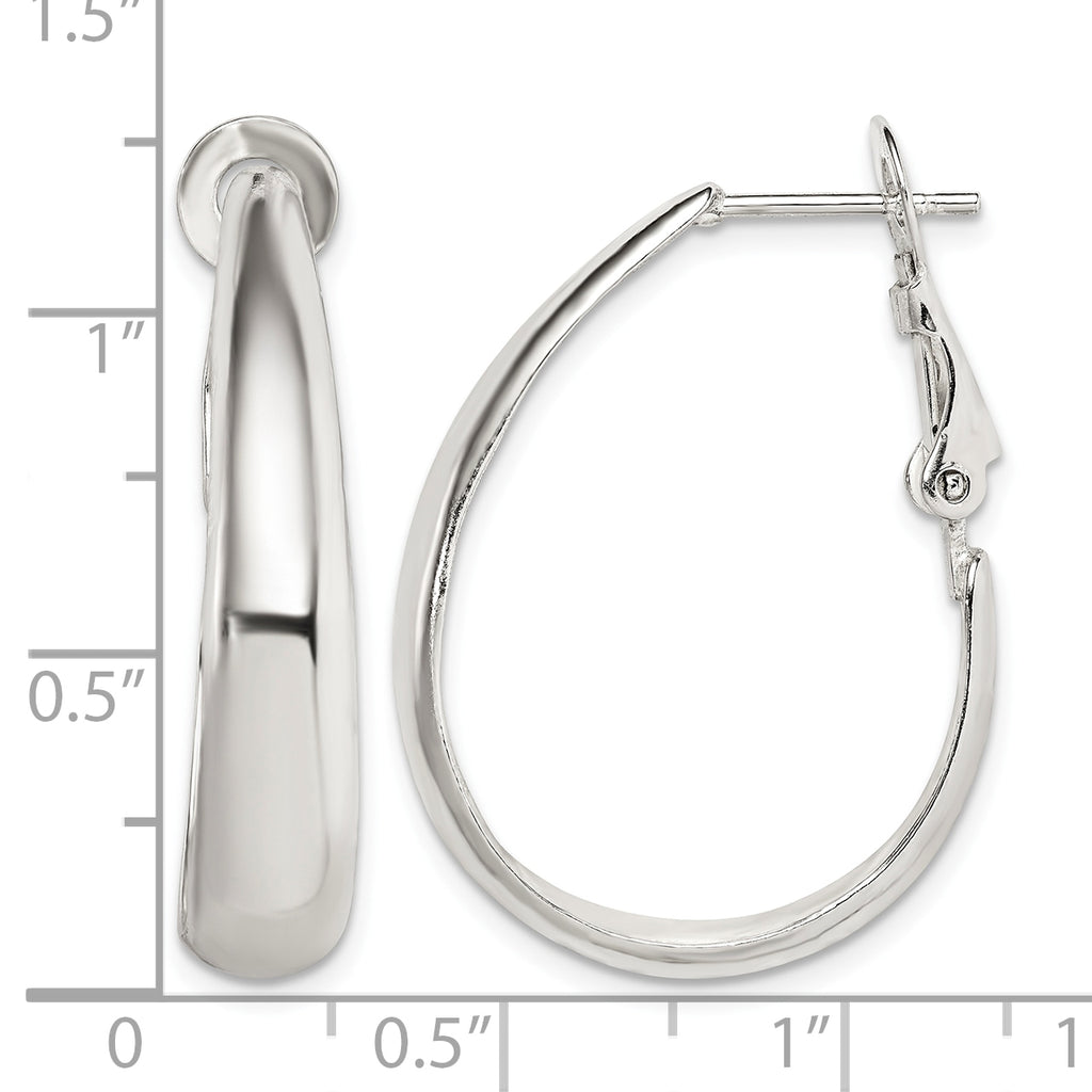 Omega Back Hoop Earrings in Sterling Silver, 24x30mm - Sophia Jewelers