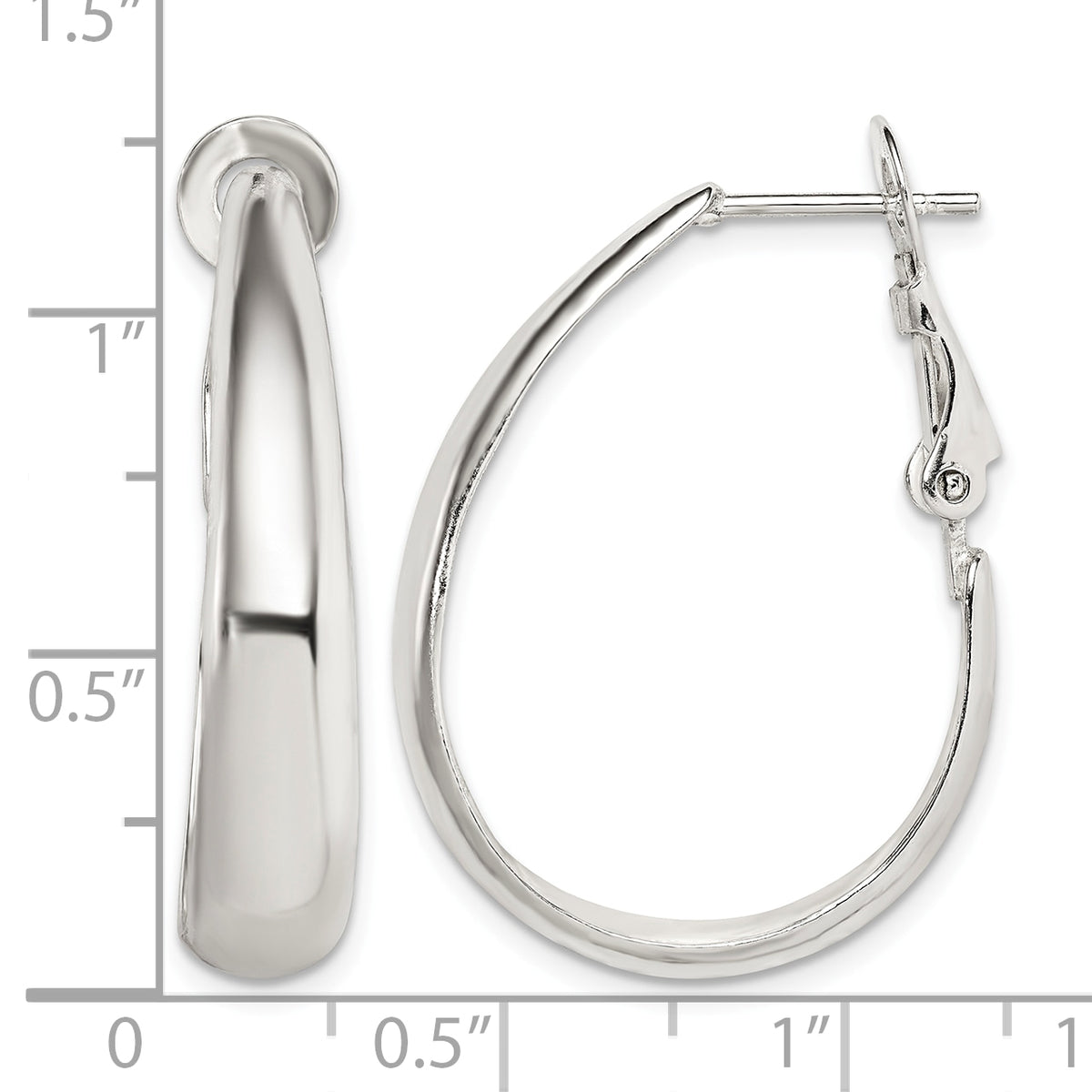 Omega Back Hoop Earrings in Sterling Silver, 24x30mm - Sophia Jewelers