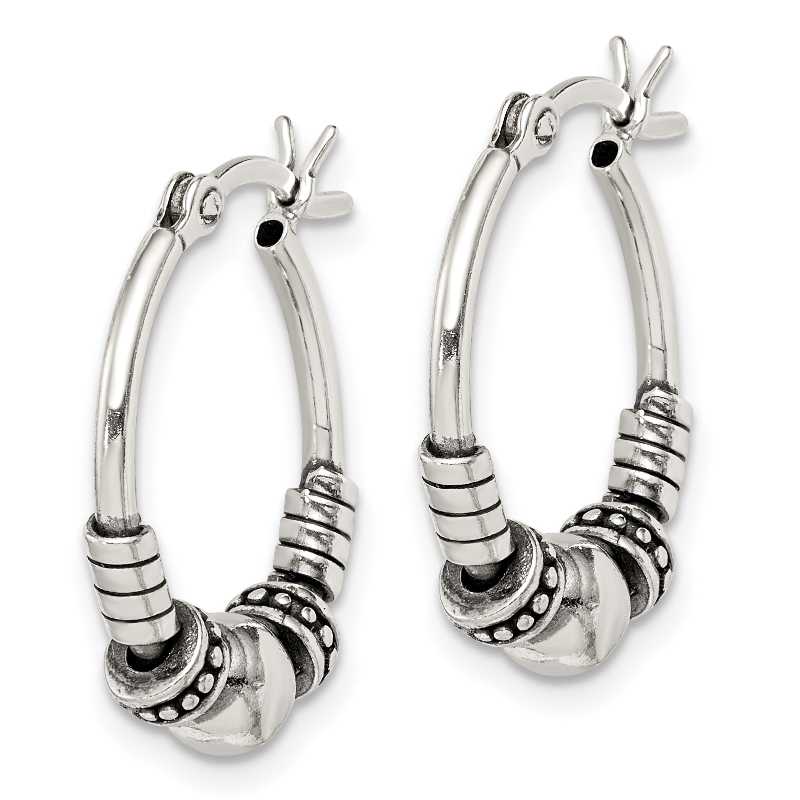 Sterling Silver Antiqued Hoop Earrings Secondary image