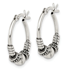 Sterling Silver Antiqued Hoop Earrings