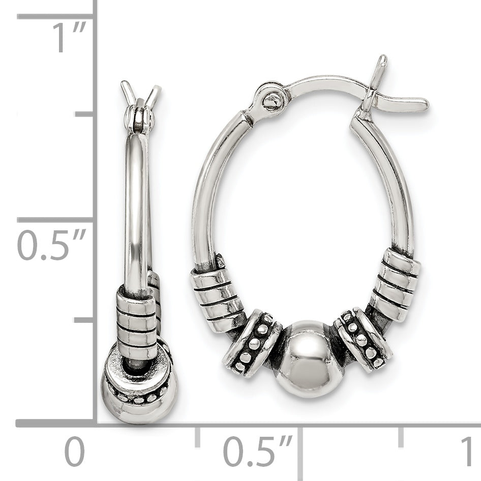 Sterling Silver Antiqued Hoop Earrings