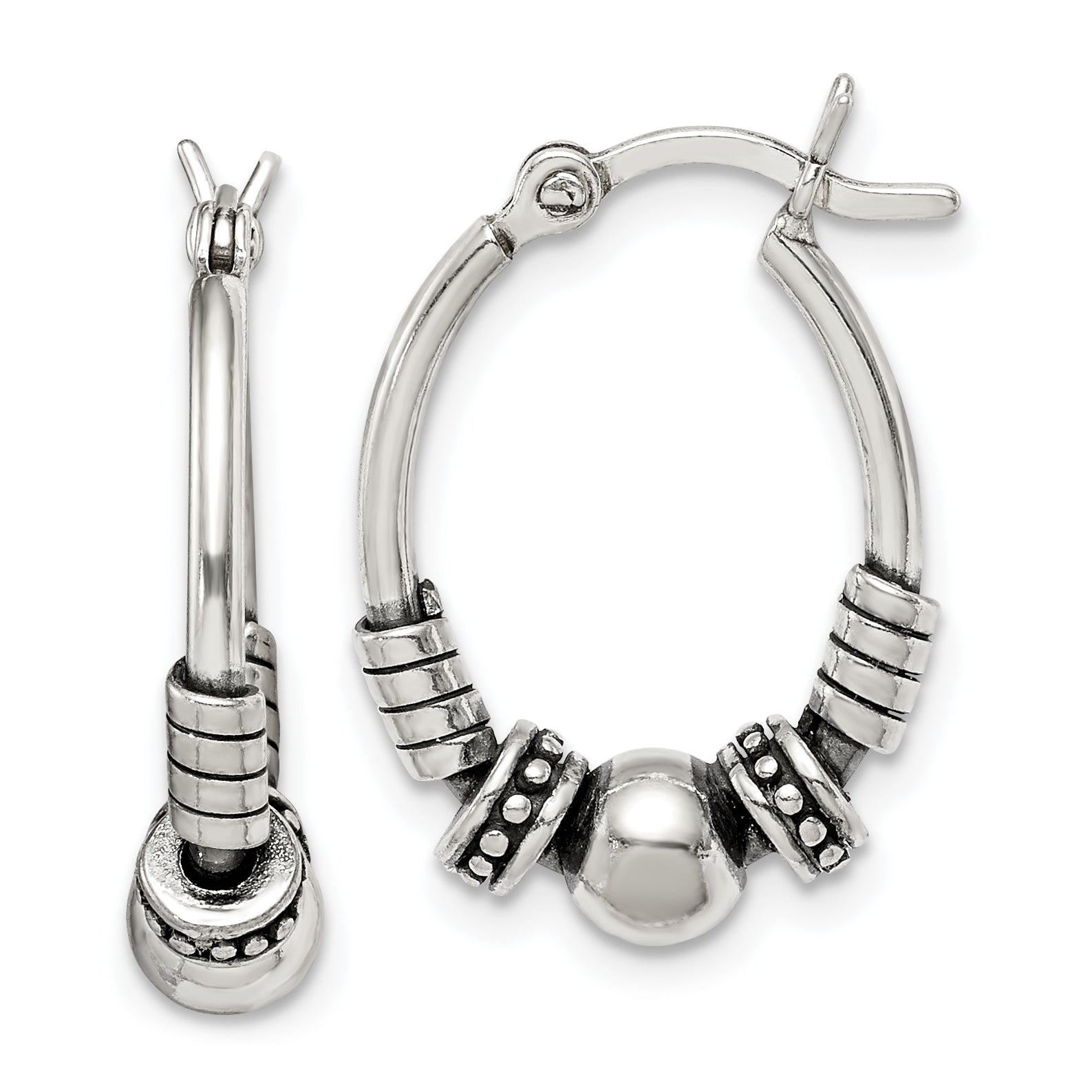 Sterling Silver Antiqued Hoop Earrings Main image