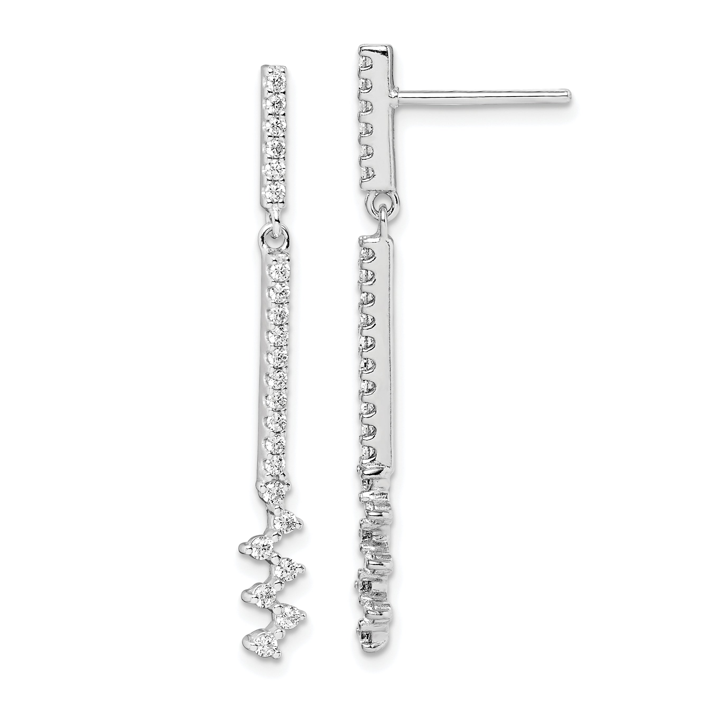 Sterling Silver Rhodium Plated CZ Dangle Earrings Main image