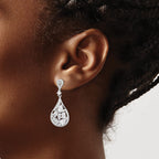 Fancy Cubic Zirconia Teardrop Stud Dangle Earrings in Sterling Silver, 14.63mm - Sophia Jewelers